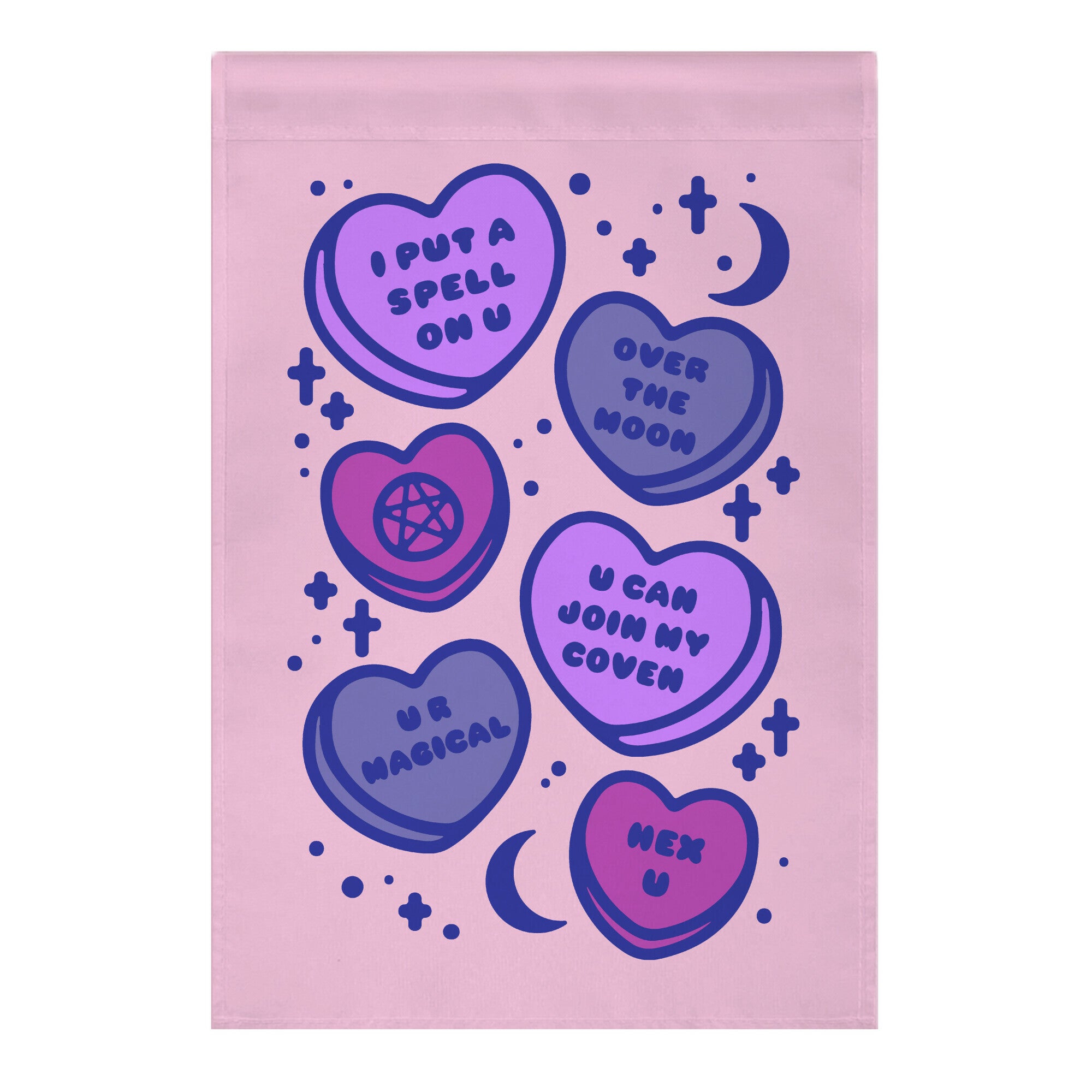 Witchy Candy Hearts Garden Flag